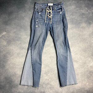 Banjara Boho Flare Bell Bottom Jeans Sz 5/26 Stretchy Fit Distressed Y2K